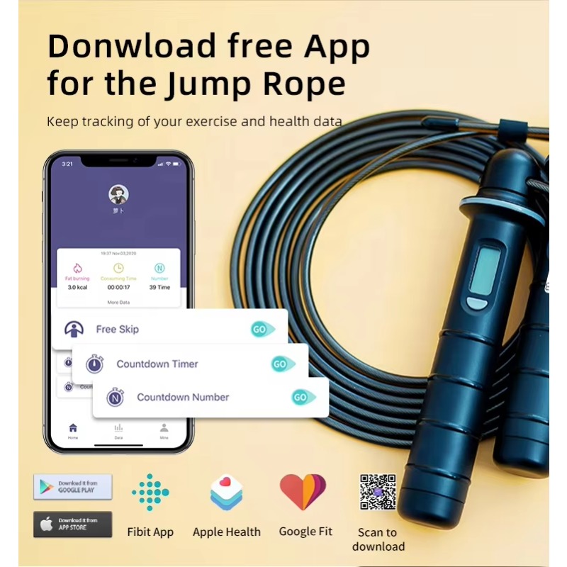 Smart Jump Rope Digital Counter - Corda de Pular Digital Sem Fio